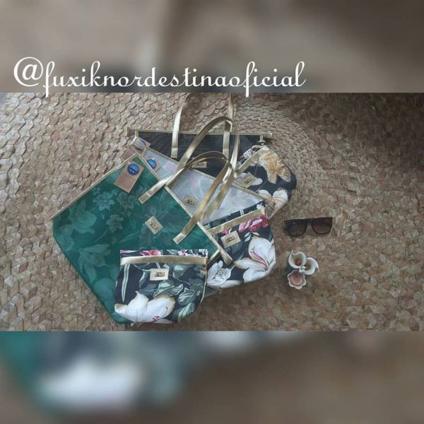 bolsa em tela forrada com tecido estampado Acquablock